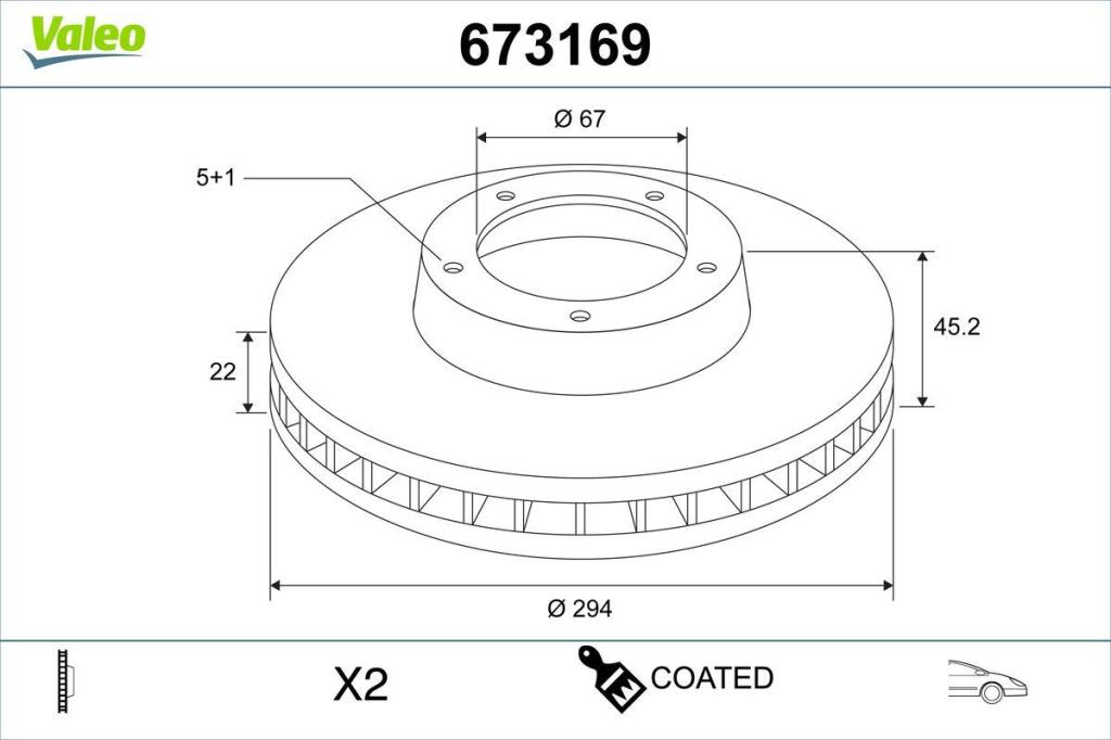 Disques de frein VALEO 673169